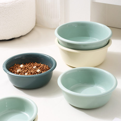 创意纯色反口碗家用宠物碗陶瓷喝水碗猫碗狗碗大容量狗盆防打翻碗