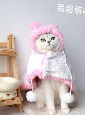 兔年宠物披风冬季保暖猫咪衣服睡袍睡觉毯子柯基泰迪狗狗斗篷被子