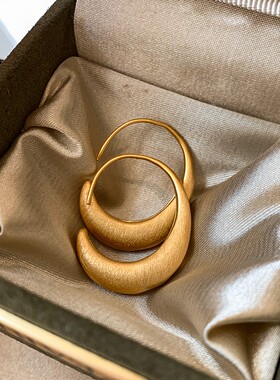 S925银复古拉丝金属银色耳环女轻奢小众独特高级感耳钩气质耳饰品