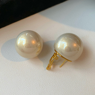 925银针法式复古大珍珠耳环女轻奢气质高级感耳钉夸张大气耳饰品