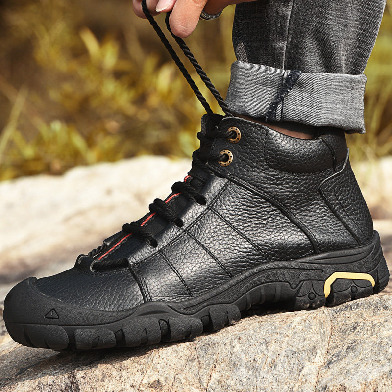JIANTENG RAM BROKEN CODE CLEARANCE SPECIAL SNOW BOOTS MENS LEATHER OUTDOOR MOUNTAINEERING WINTER VELVET THICKENED WARM COTTON SHOES