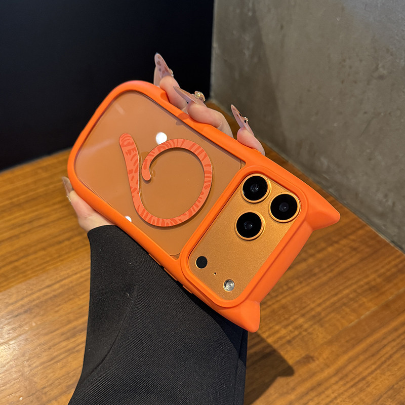 【新款可爱猫耳】适用于苹果17promax手机壳17e创意高透iPhone17猫耳朵Air无线磁吸全包16高级感15情侣款14硬