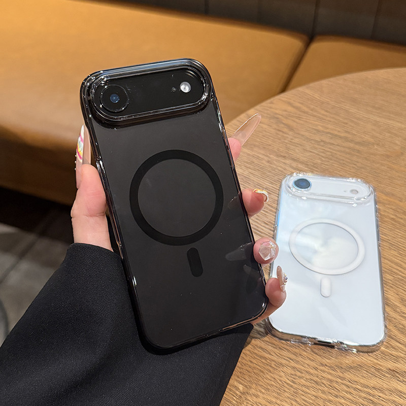 新款冰透黑适用于苹果17promax手机壳高透无线磁吸iPhoneAir简约大孔16plus高级感防摔17e情侣款15promax硬壳