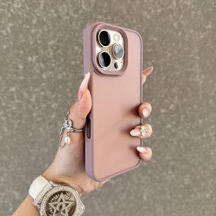 低饱和特调粉！适用于iPhone17promax手机壳新款肤感磨砂苹果16plus透明暗粉色15全包防摔14简约时尚13硬壳