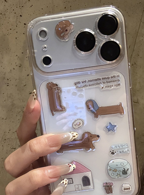 买壳送贴纸适用于苹果17promax手机壳新款透明iPhoneAir防摔16plus简约自带镜头膜立体滴胶雪人15创意13硬