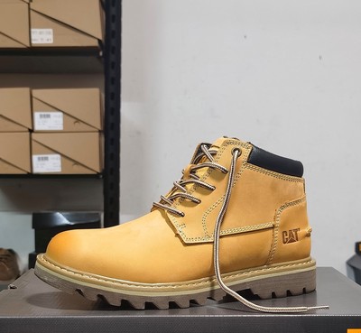 CAT卡特男鞋中帮大黄靴经典休闲百搭马丁靴耐磨短筒工装鞋真皮秋