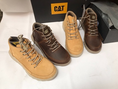 cat卡特男鞋秋冬中帮户外耐磨真皮大黄靴保暖轻便英伦休闲工装靴