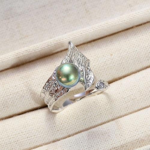 DIY配件S925纯银精致珍珠戒指空托配饰 个性时尚指环戒指银托8-9