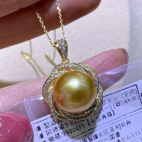 DIY微镶s925珍珠气质蜜蜡吊坠