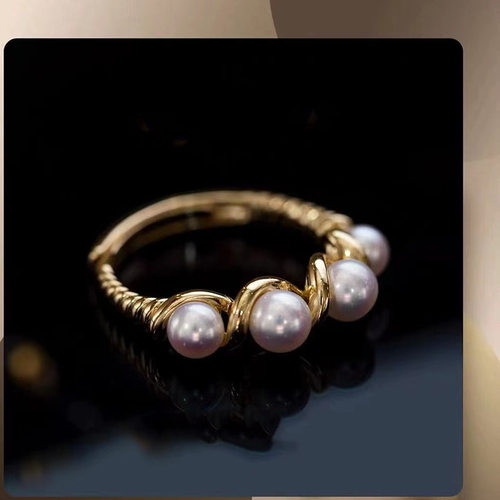 欣韵diy珍珠配件麻花戒指空托