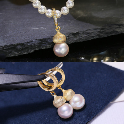 DIY配件S925纯银葫芦耳环吊坠托