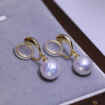 diy配件S925纯银珍珠耳夹空托材