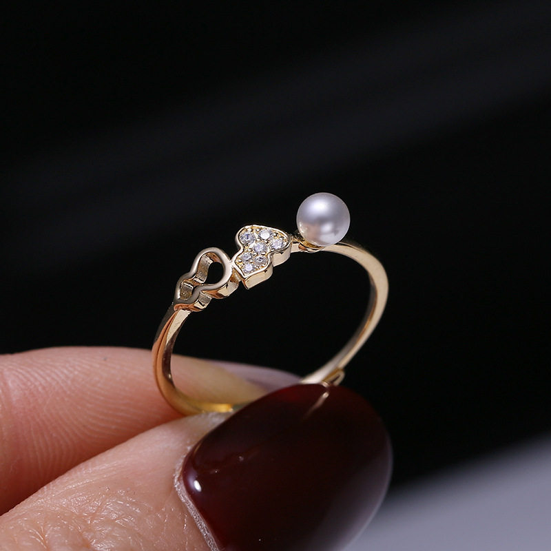 DIY配件S925纯银葫芦珍珠戒指空