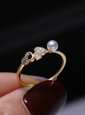 DIY配件S925纯银葫芦珍珠戒指空