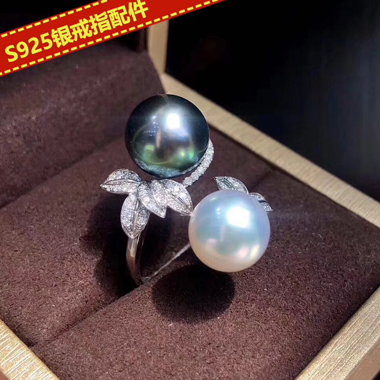 DIY纯银珍珠戒指新款半成品开口