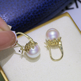 diy配件 S925纯银经典遮瑕珍珠耳环耳扣空托 百搭款耳坠手工银托