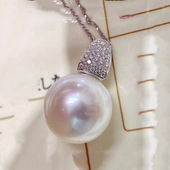 靓丽珍珠吊坠空托配饰 diy配件 S925纯银时尚 半成品项链坠子银托