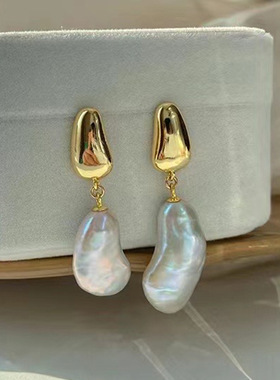 S925纯银光板豆豆珍珠耳钉配件