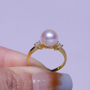 DIY饰品配件 S925纯银珍珠戒指空托 经典百搭指环戒托配饰银托