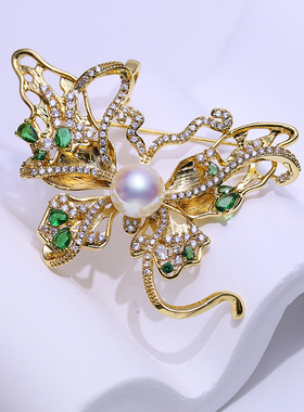 DIY饰品配件精致微镶珍珠胸针空