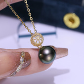 简约镂空项链挂坠银托半成品7 diy配件 S925纯银珍珠吊坠空托