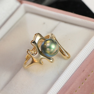 DIY配件 S925纯银珍珠戒指空托不规则指环戒托半成品指圈开口8-10