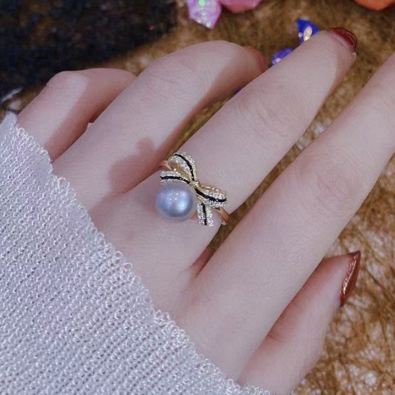 diy配件S925纯银甜美时尚珍珠戒指空托 手工指环指圈戒托银托材料