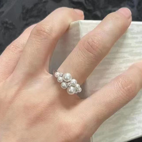 欣韵diy配件珍珠戒指纯银空托