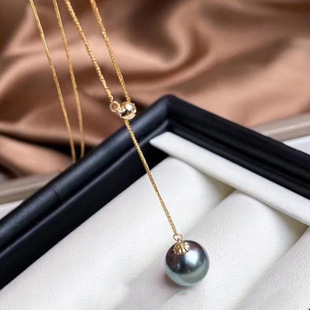 DIY配件 珍珠玉石吊坠项链坠银链锁骨颈链 S925纯银Y字肖邦调节链