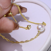 空托AB款 DIY配件 S925纯银珍珠手链项链套装 猪鼻子手环项饰锁骨链