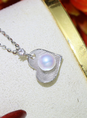 DIY饰品纯银小巧爱心吊坠珍珠