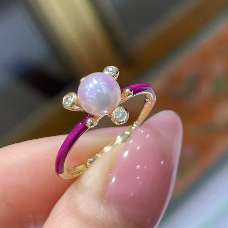 DIY配件S925纯银洋气珍珠戒指空