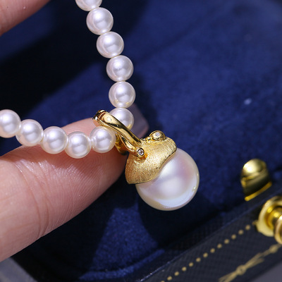 DIY配件S925纯银珍珠吊坠空托遮