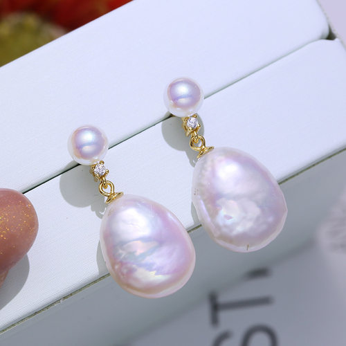 欣韵diy配件时尚双珠耳环空托