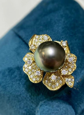 DIY配件S925纯银珍珠戒指空托配