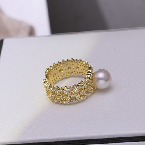 DIY配件S925纯银珍珠戒指空托