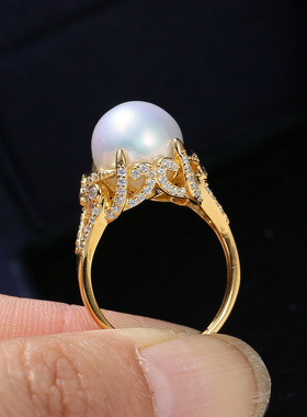 DIY配件S925纯银遮瑕款珍珠戒指