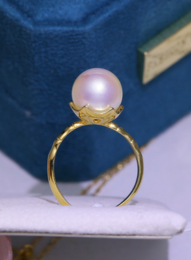 diy配件 S9256纯银珍珠简约遮瑕珍珠戒指空托 半成品指环戒托9-11