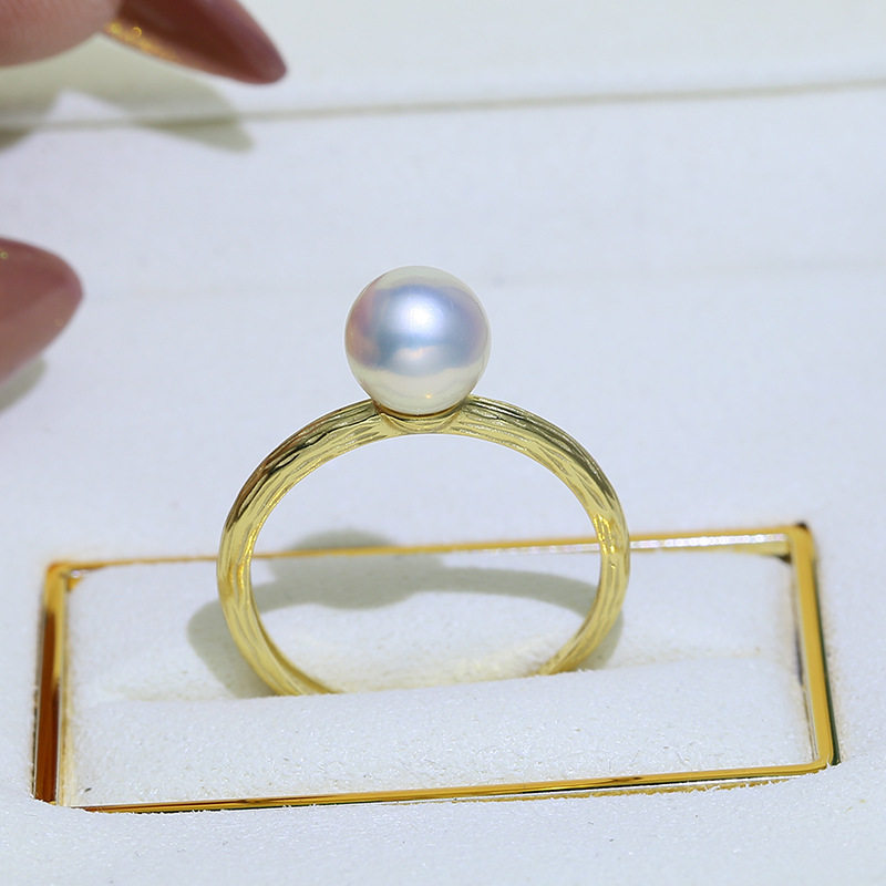 DIY配件 S925纯银简约复古珍珠戒指空托 手工指环戒托银饰半成品