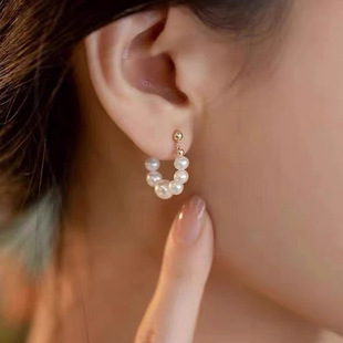 DIY配件 S925纯银甜美减龄珍珠耳钉耳环空托 小米珠耳坠银托3-5mm