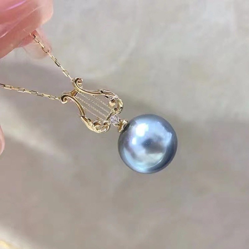 DIY配件 S925纯银复古时尚珍珠吊坠空托配饰 半成品项链坠银托女