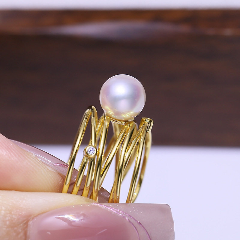 DIY配件S92纯银珍珠戒指空托宽