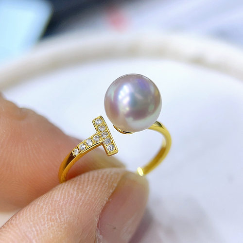 DIY配件S925纯银珍珠戒指空托