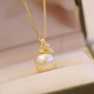 diy配件 S925纯银高级感珍珠吊坠空托 半成品项链坠子银托材料女