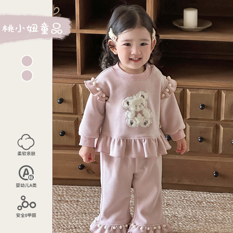 女宝宝初秋衣服韩系甜美卫衣卫裤婴儿百搭时髦可爱上衣裤子两件套