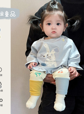 女童秋季套装2025新款超萌可爱卫衣洋气打底裤子早秋时髦分体套装