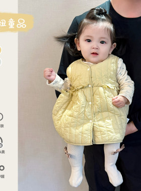 秋冬婴幼儿连衣裙套装韩版加绒打底衫一岁女宝宝洋气保暖夹棉裙子