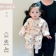 婴儿睡衣秋冬甜美加绒家居服冬女宝分体套装 加厚保暖宝宝上衣裤 子