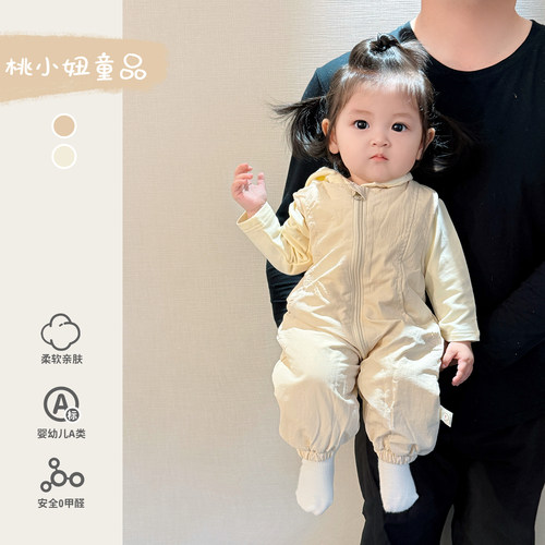 婴儿外出服冬装女宝宝衣服韩版秋冬洋气婴幼儿加绒背带裤上衣两件