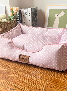 狗窝夏天凉窝冰丝可拆洗耐咬款博美柯基法斗泰迪小型犬睡垫床ins